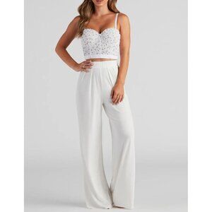 Windsor Dearly Beloved Beaded Pearl Rhinestone Bustier Bride Bachelorette